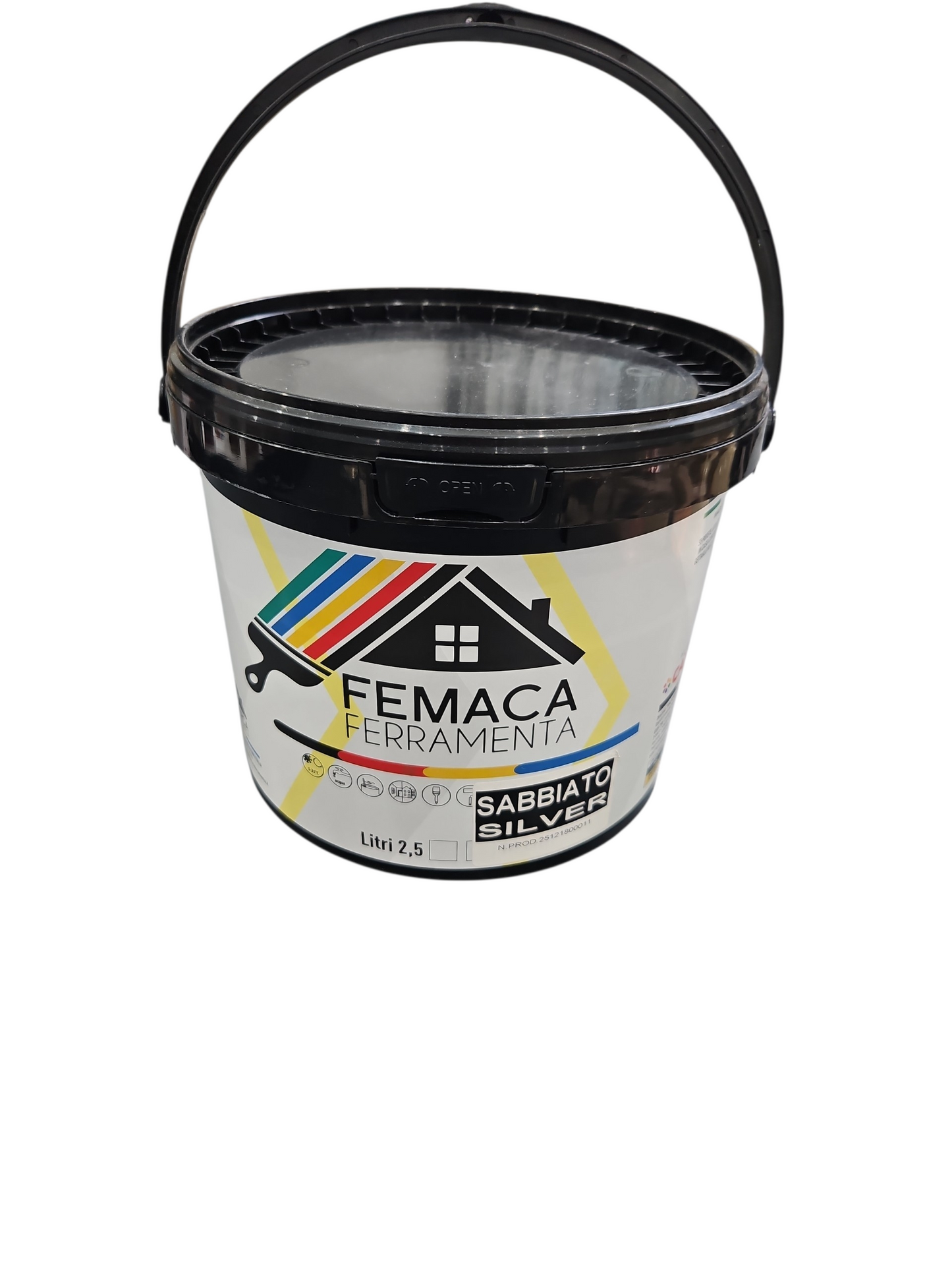 Sabbiato Femaca silver LT 2.5 lavabile a finitura perlescente per interni rapida essiccazione,facile applicazione,Multieffetto, ecologico,inodore