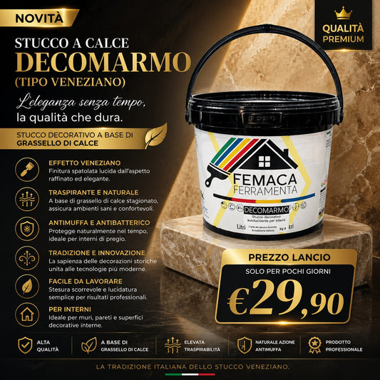 Decomarmo pregiato stucco decorativo autolucidante per interni kg 4 (stucco veneziano)lucido,elevata traspirabilità, effetto stucco antico,facile applicazione, ecologico, inodore,base minerale