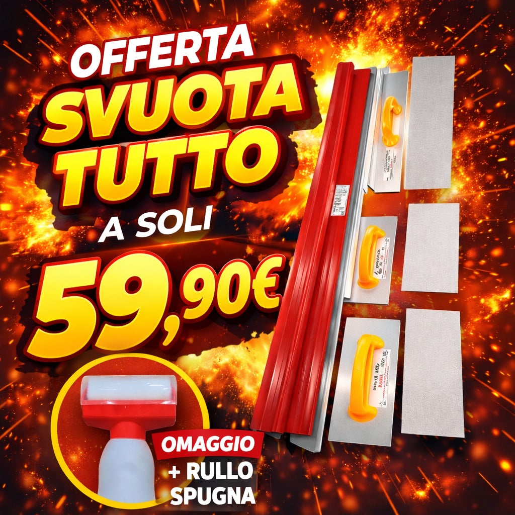 Set da 7 pz spatola per stucco + set frattoni per carteggiare